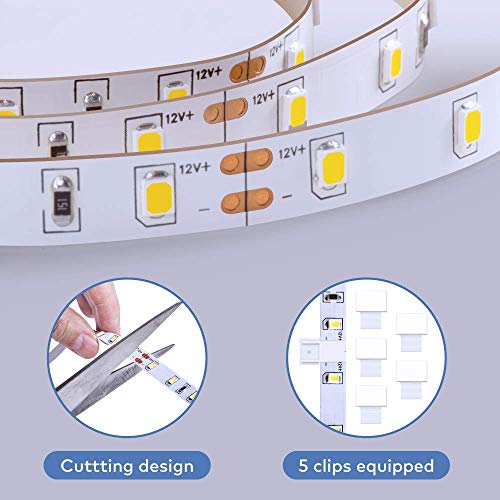 Govee White LED Light Strip, 16.4ft Dimmable Led Strip Lights White, Bright 6500K Daylight, Cuttable and Strong Adhesive, 300 LEDs Flexible Tape Lights for Mirror, Under Cabinet, Party and Bedroom