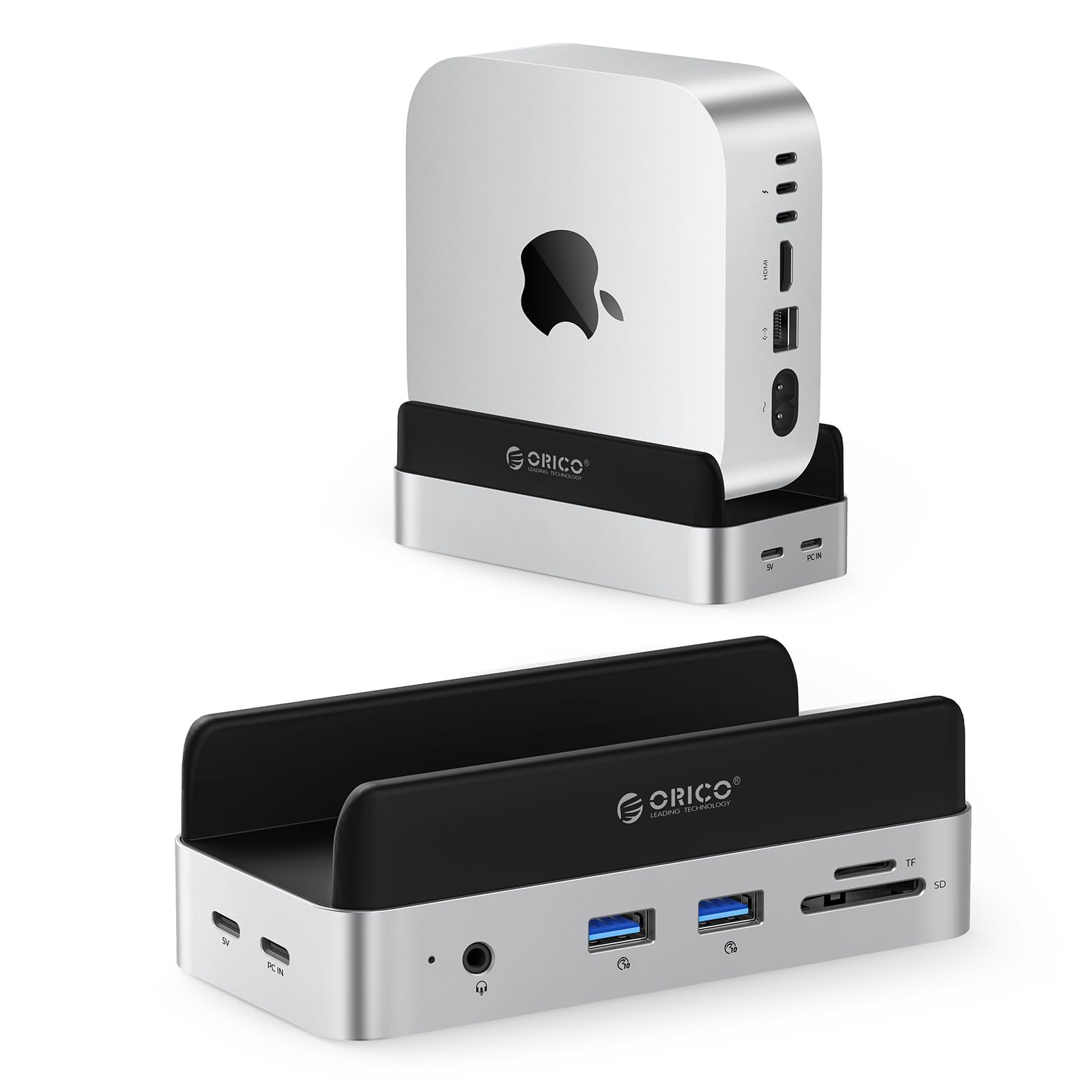 Photo 1 of ORICO MiniDock Mac mini M4 Dock and Stand with 8TB M.2 SSD Enclosure (SSD NOT Included), 2xUSB A 10Gbps, SD/TF Card Slots, 3.5mm Audio, for Mac mini M4 and M4 Pro 2024(VSE)