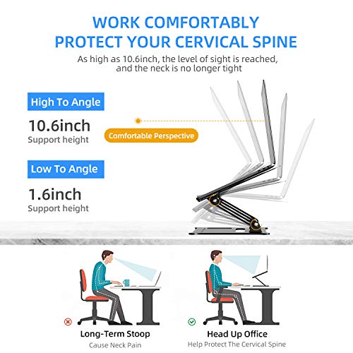 Laptop Stand, Height Adjustable Aluminum Laptop Holder,Compatible with MacBook Air Pro, Dell, HP, Lenovo Light Weight Aluminum Up to 17\