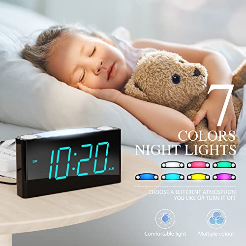 ROCAM Digital Alarm Clock for Bedrooms Large 7" LED Display with