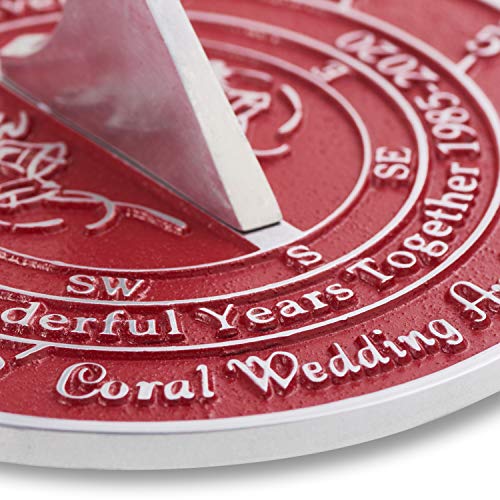 The Metal Foundry 35th Coral 2020 Wedding Anniversary Sundial Gift. Solid Recycled Metal Gift Idea is A Great Present for Him, Her, Parents, Grandparents Or Couple On 35 Years of Marriage