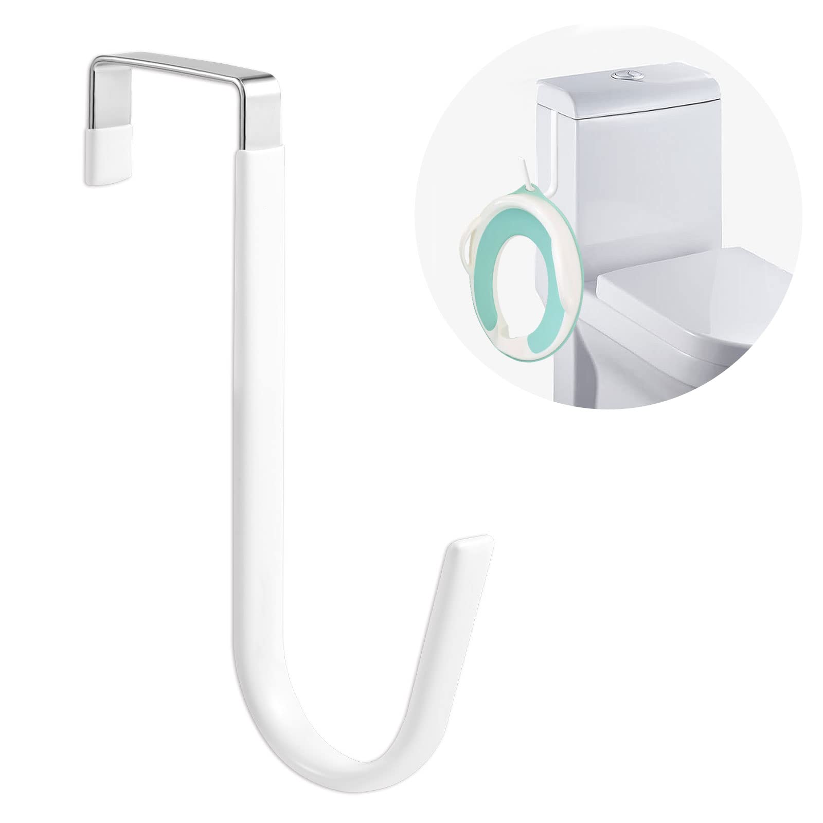 Photo 1 of TOYMIS 1pc Potty Seat Hook, Z Shaped Door Hangers No Drill Multifunctional Over The Door Hooks for Hanging Toilet Training Seat, Toilet Tank, Wardrobes, Closets, Cabinets (White)