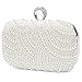 Chichitop Womens Luxury Special Crystals Beaded Pearl Evening Clutch Bag,White
