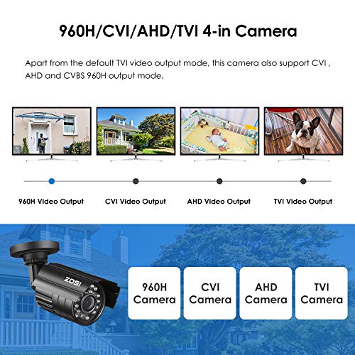 4 ZOSI+1280TVL+Security+Waterproof+Aluminum