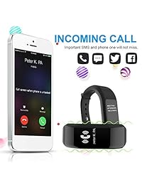 Fitness Tracker reloj   Dream peces V71 correa inteligente con paso Tracker Monitor de frecuencia cardíaca Smart deportes muñequeras, podómetro y monitor de sueño reloj inteligente para iphone y Android phones  negro