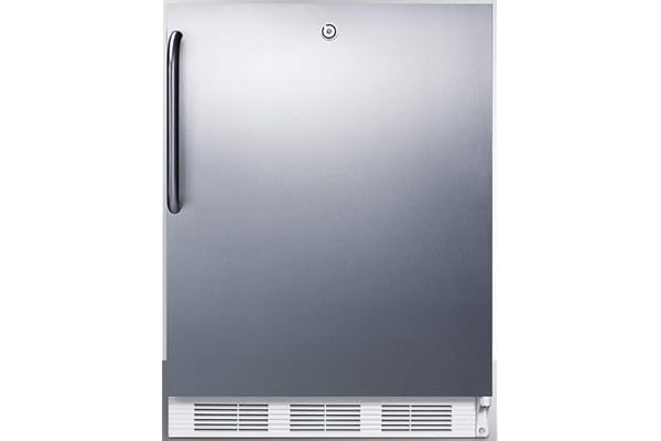 Summit Appliance FF7LWBISSTBADA ADA Compliant Built-in Undercounter All-Refrigerator for General Purpose Use with Auto Defrost, Lock, Stainless Steel Door, Towel Bar Handle and White Cabinet