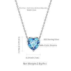 March Birthstone Necklace Tiny Hearts Love Pendant