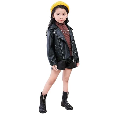 HEETEY Baby Kinder Mädchen Junge Mode lässig Mantel Baby Outwear Lederjacke Kurze Jacke Winddichte Kleidung Pu nähende Lederj