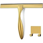 HIWARE All-Purpose Shower Squeegee for Shower Doors, Bathroom, Window and Car Glass - Brass, Stainless Steel, 10 Inches