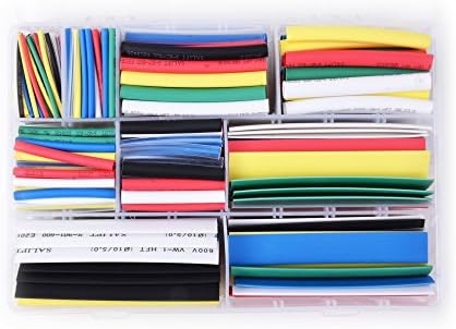 Salipt 2:1Heat Shrink Tubing 7 Colors 9 Sizes Tube Wrap Sleeve Set Combo 385 Pcs Assorted Sleeving Wrap Cable Wire Kit for DIY