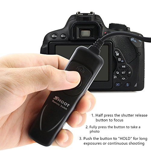 Remote Shutter Release Cable, Wired Remote Switch Cord replacement RS-60E3 for Canon Rebel T7 T7i T6 T6i T6S T5 T5i T4i T3 T3i T2 60D 70D 77D 80D G16 G15 G12 G11 G10 G1X G1X Mark II G1X Mark III - Thumbnail 2