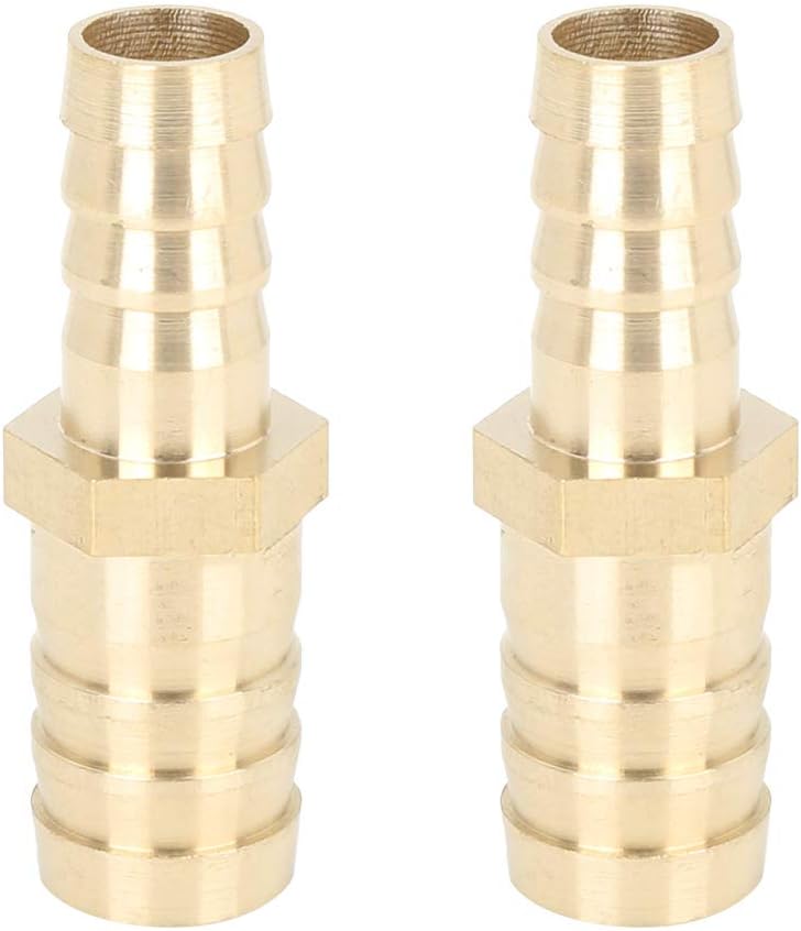 X AUTOHAUX 2 Pcs 16mm to 12mm Brass Barb Hose Fitting Straight Connector Adaptor for Air Water Gas Oil