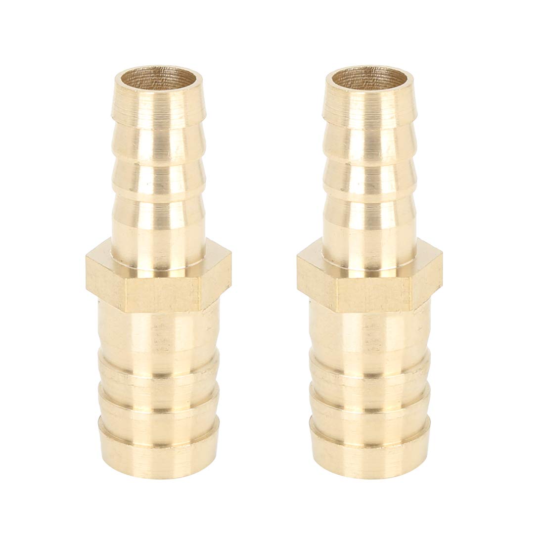 X AUTOHAUX 2 Pcs 16mm to 12mm Brass Barb Hose Fitting Straight Connector Adaptor for Air Water Gas Oil