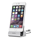 Belkin Charge and Sync Dock with Lightning Cable Connector for iPhone 6 / 6 Plus,  iPhone SE, iPhone 5 / 5S / 5c and iPod touch 5th Gen (Silver)-Retail Packaging