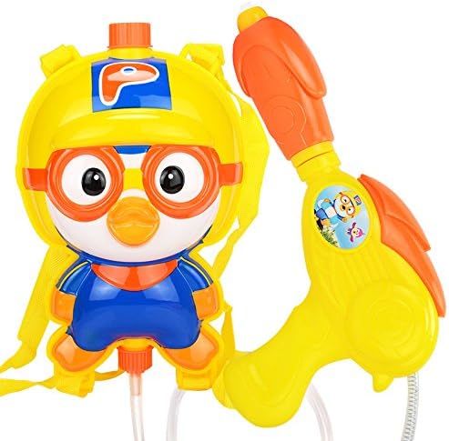 Super Soaker Water Gun Blaster with Backpack Moisture Capacity Assortment Party Outdoor Activity Long Effective Distance Squirt Gun Soaker for Children Adults (Backpack Pororo)