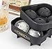 Food-Grade Silicone Ice Ball Maker w/ Lid - Flexible, Black, Durable, Easy Release 