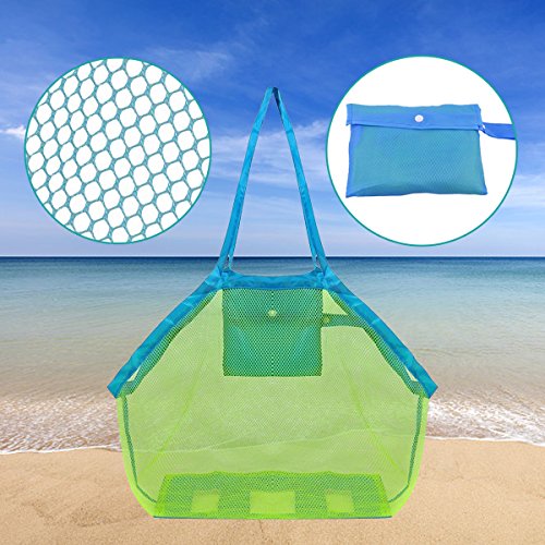 Zoiibuy Übergroße Strand Aufbewahrung Taschen XXL Faltbar Strandspielzeug Netztasche Aufräumsack Beach Mesh Bag für… – Bild 3