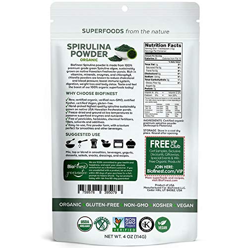 image for Biofinest Spirulina Powder - 100% Pure Freeze-Dried Vitamins Superfood