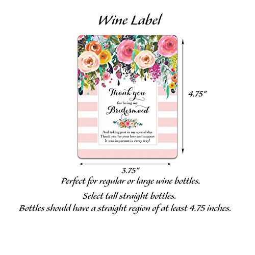Thank You for being My Bridesmaid Wine Bottle Labels ● SET of 10 ● Bridesmaid Gifts, Bridal Party Thank You Gift Ideas, Bridal Party Thank You Card Alternative, Blush Pink, WEATHERPROOF, A102-THANK-10