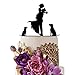 Buythrow Unique Wedding Cake Topper Bride and Groom Silhouette with 2 Dog