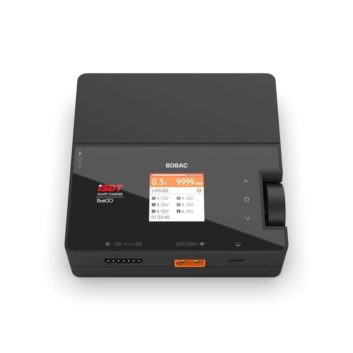 Cargador de batería ISDT 608AC Lipo 6S/8A/200W AC/DC Cargador inteligente para Life, Lilon, LiPo, LiHv/Pb/NiMH Descargador de cargador de equilibrio de batería (Adaptador de cargador de batería)