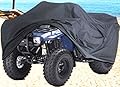 XYZCTEM Waterproof ATV Cover, Heavy Duty Black Canvas Protects 4 Wheeler From Snow Rain or Sun, XL Universal Size Fits Most Quads, Elastic Bottom Can Be Trailerable At High Speeds