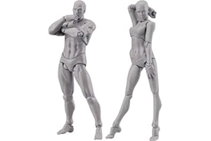 Pasuihcay Body Doll, Artists Manikin Blockhead Jointed Mannequin Drawing Figures Male+Female Set (Grey)