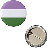 Genderqueer Pride Flag Pin 1” Round Circle Shape Metal Button Pin Badge Pinback 1 inch Pin 25 mm 2.5 cm