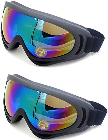 OutDiret 2 Pack UV400 Ski Goggles Snowboard Spherical Protection Anti-fog Detachable Mirror Lens for for Riding Motorcycle Bikes Skiing Colorful & Colorful