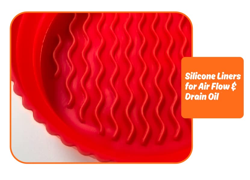 Air Fryer Silicone Liners Pot 2 Pack Air Fryer Accessories for 5 Qt to 8 Qt, Reusable Silicone Air Fryers Basket Bowl Foldable for Baking Tray Oven, Red+Pink, 8.5 Inch