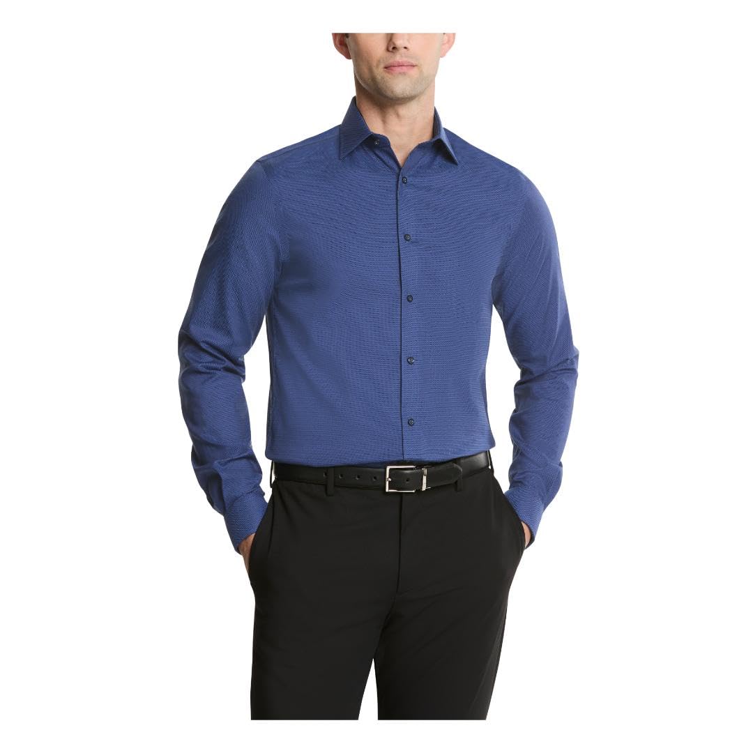 Michael Kors Men’s Dress Shirt Comfort Stretch Regular Fit, Navy