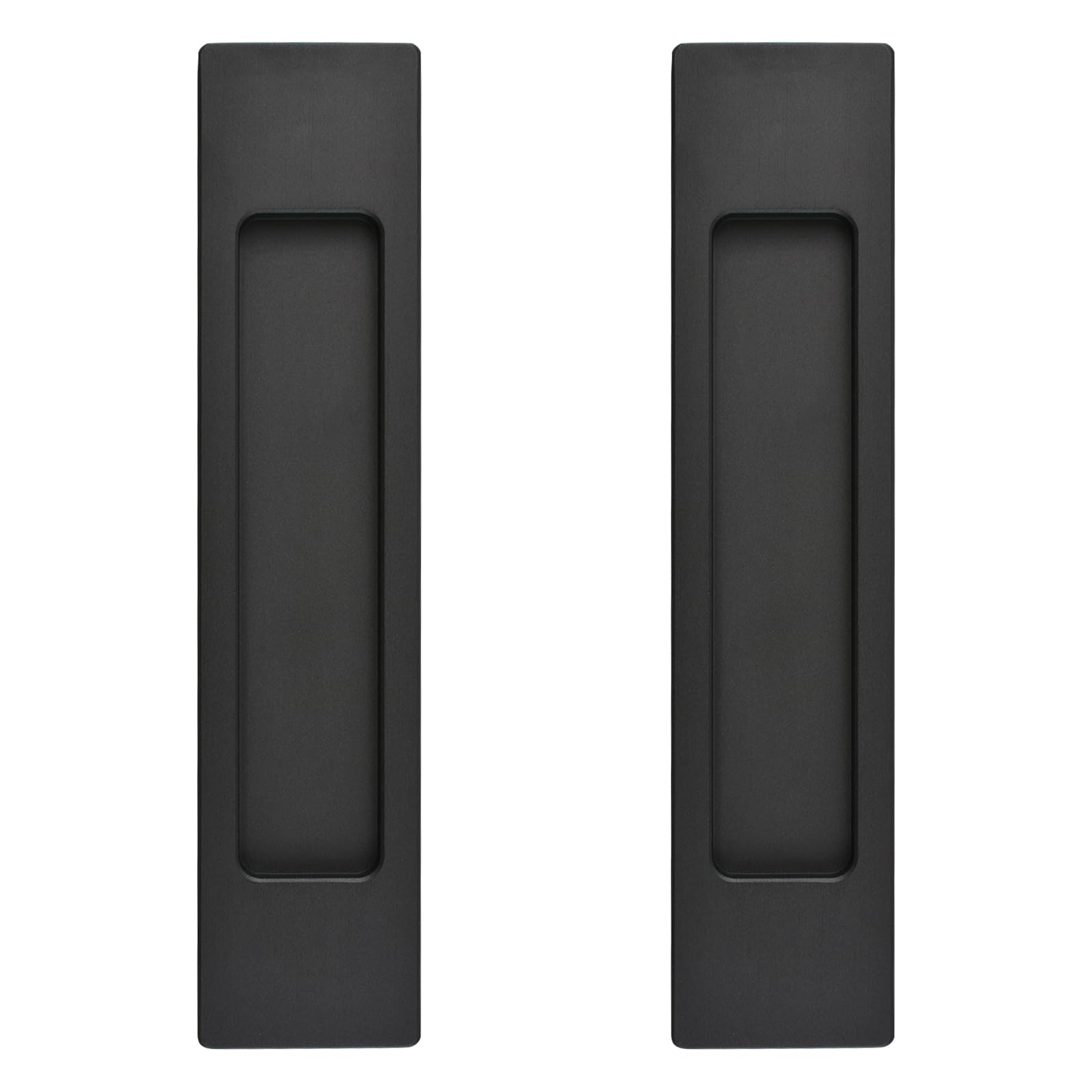 MOROBOR 18CM Self-Stick Rectangual Sliding Door Pulls, 2pcs Black Aluminum Alloy Flush Pull Punch-Free Handle for Sliding Barn Door Windows Cabinets