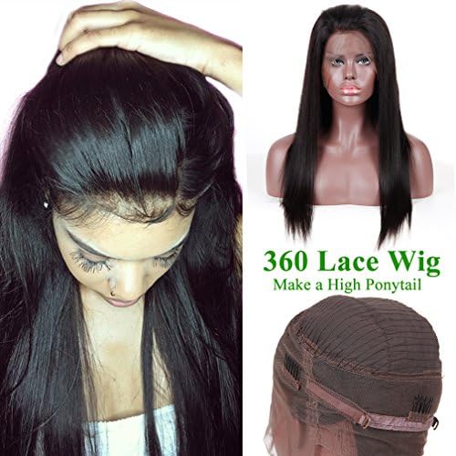 MissIvy 360 Lace Wig 180% Density Straight 360 Lace Front Human Hair Wigs Peruvian Virgin 360 Lace Frontal Wig Pre Plucked 360 Full Lace Human Hair Wig 14inch
