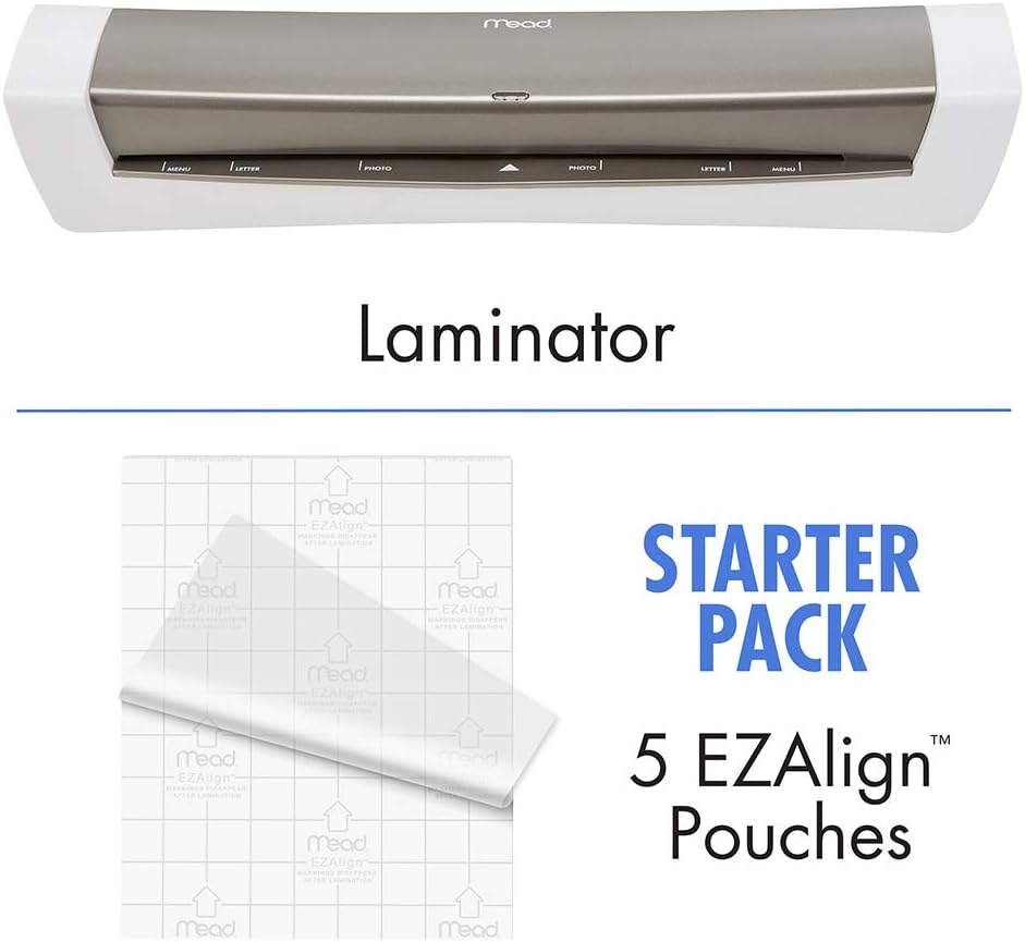 Mead Laminator, Thermal, HeatSeal Lamination Machine, 9.5" Max Width, includes EZAlign Laminating Sheets / Pouches (M1701862) : Office Products
