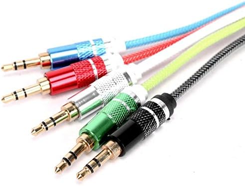 MobiiWorld Nylon Metal High Quality 3.5mm Male to Male Audio Aux Cable, Multi-coloured