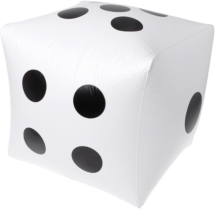 Lamdoo - Juego de dados hinchables gigantes de 40 cm para playa, jardín, fiesta, al aire libre, niños, juguete, pvc, Blanco, 40x40x40cm