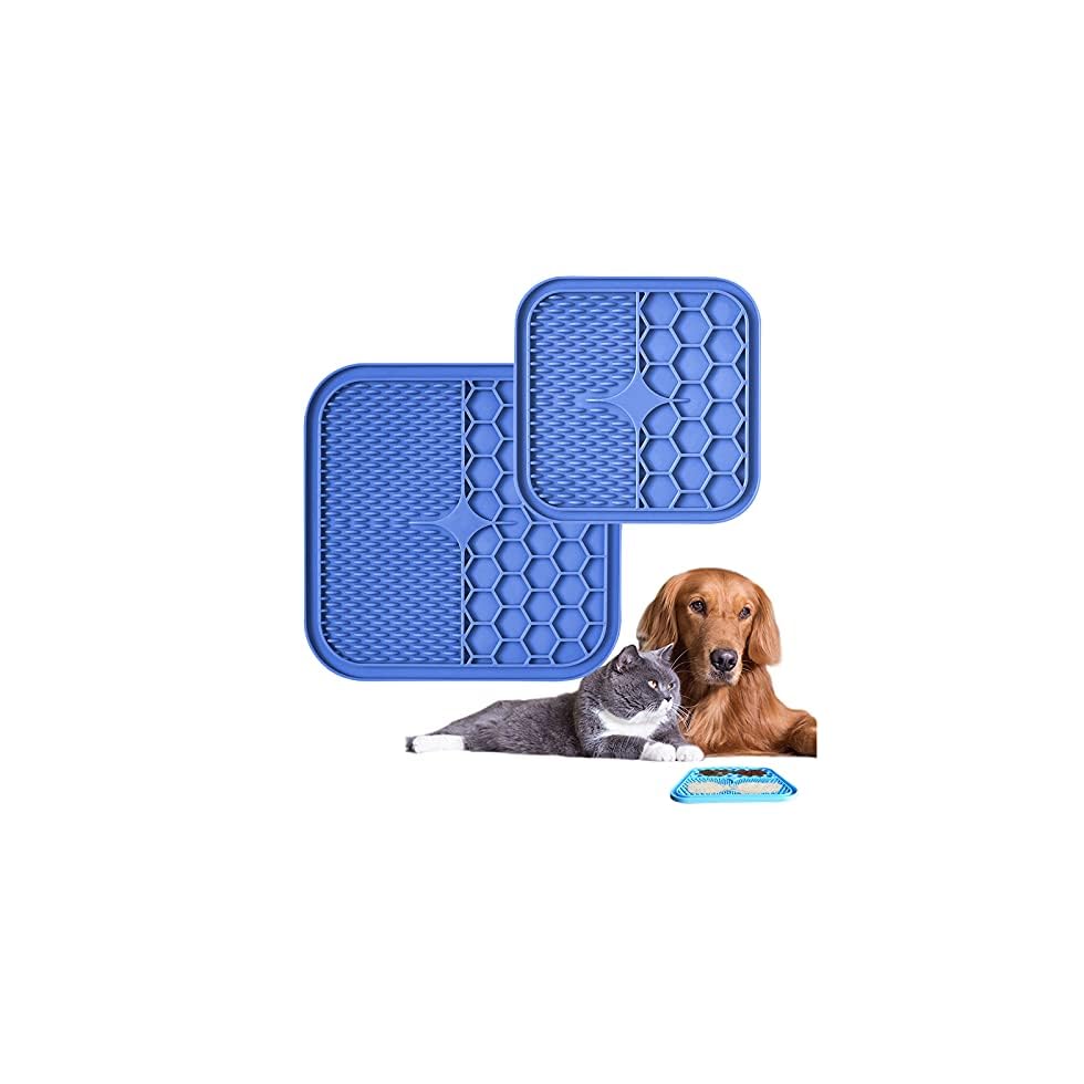 Dog Lick Pad,2 Pcs Dog Licking Mat Slow Feeder for Snacks Peanut Butter Yogurt,Reduce Anxiety