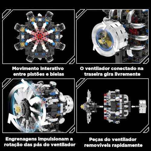 Blocos de Montar Construção de Motor V8 Modelo Brinquedos (558 Peças)