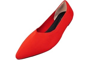 JBB Women's Flats Pointed Toe Ballet Dress Shoes Slip On White Casual Formal Comfortable Walking Shoes Knitted Loafers