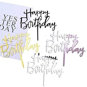 Coriver 12 stuks Happy Birthday Cake Topper, acryl Glitter Cupcake Topper voor verjaardagstaart decoraties (goud…
