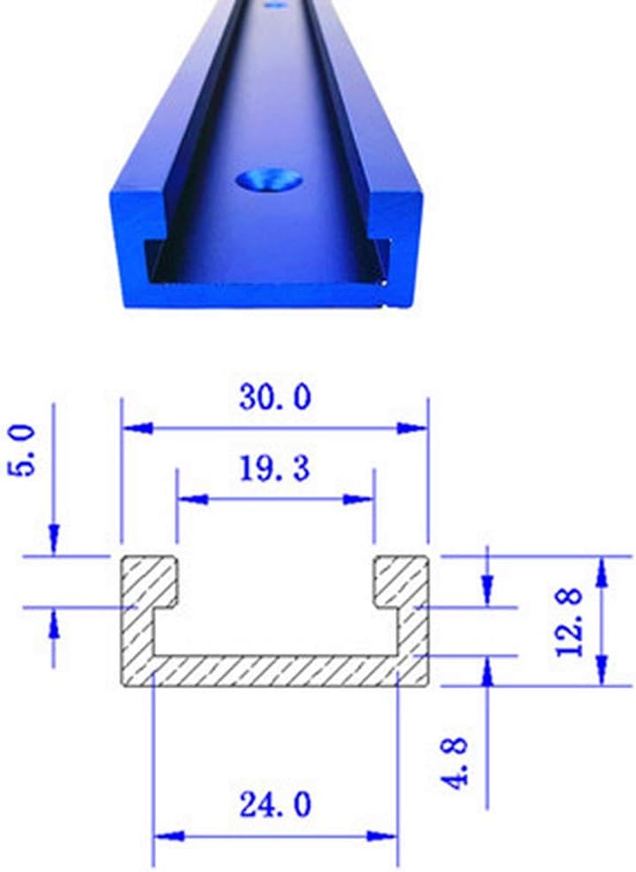 T-Tracks Miter Track Jig Fixture Slot,Aluminum T Track,Straight Edge Clamping Tool Guide Locking Handle Heavy Gauge for Drill Press Router Table Band Saw 400MM/15.7inch Blue