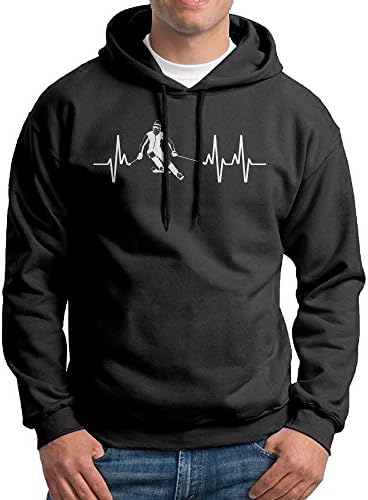 Men's Ski Heartbeat Skiing Sports Hoddie Black