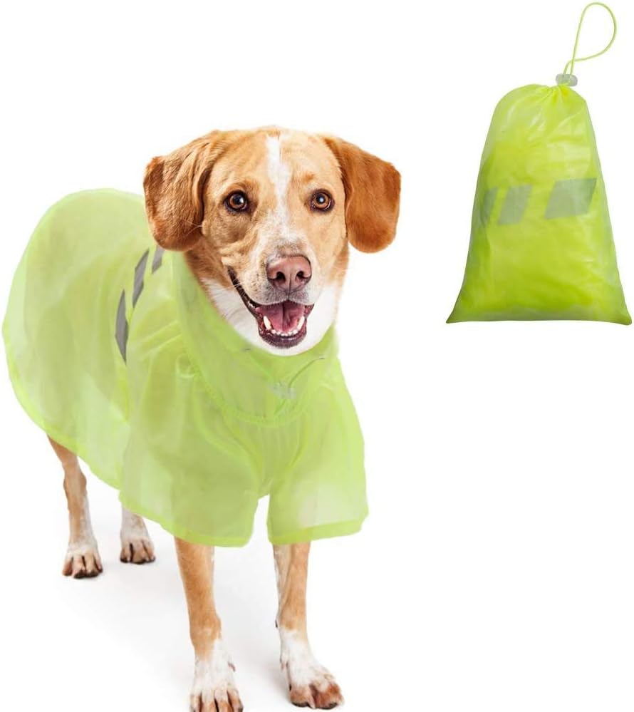 BINGPET Dog Raincoat for Small to Large Dogs - Waterproof Pet Rain Jacket with Hood ¨C Reflective/Lightweight Rain Poncho Yellow