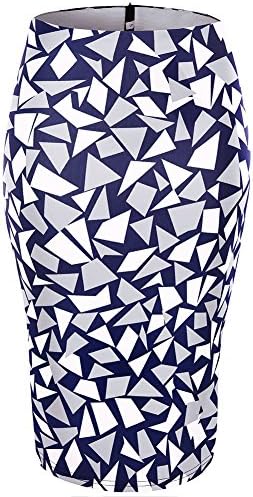Women Print Midi Pencil Skirt for Office Wear (XXL, 111)