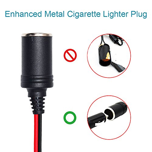 2Pack Female Cigarette Lighter 1.6FT Outlet Ring Terminal Plug Power Supply Cord 12V 16AWG Heavy Duty Cable Accessory 15A Fused DC Power 12 24 Volt Socket for Car Tire Inflator Air Pump By ZHSMS - Thumbnail 2