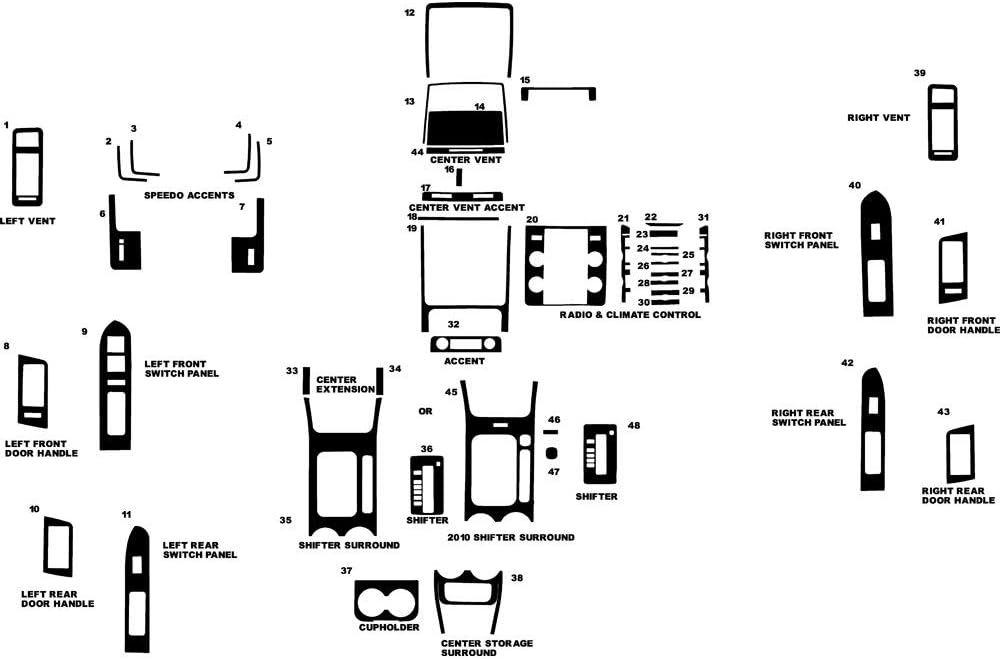 Rvinyl Rdash Dash Kit Decal Trim for Ford Escape 2008-2012 - Wood Grain (Walnut)