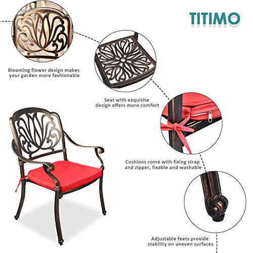 TITIMO 5Piece Outdoor Furniture Dining Set, AllWeather Cast Aluminum