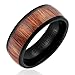 Cavalier Jewelers 8MM Men's Titanium Ring Wedding Band | Black Plated with Dark Wood Inlay | Domed Top