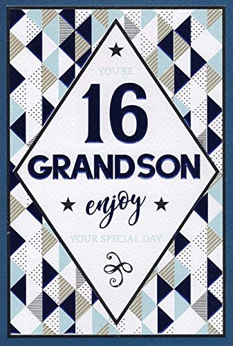 Grandson Happy 16th Birthday Card - Blue Balloons