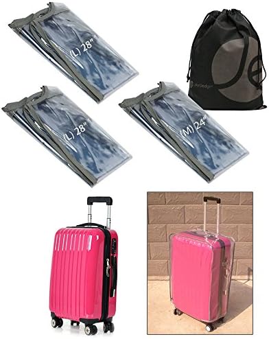 3 Pack Bundle - Clear PVC Luggage Suitcase Protection Cover (2 x Large Size and 1 x Medium Size)